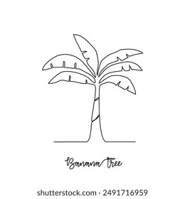 One continuous line drawing of Banana tree vector illustration. Tree plant themes in simple linear style vector design concept. Plant and nature education for students. Education design presentation