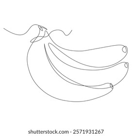 One continuous line drawing of banana fruit. Single line drawing of banana fruit
