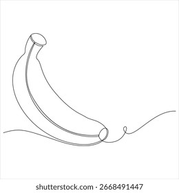 One continuous line drawing of a banana minimalist fruit line art vector illustration