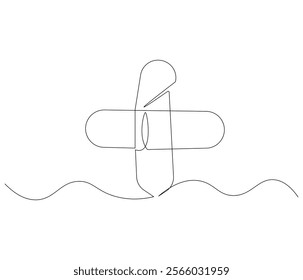 One continuous line drawing of bandage . Single line of bandage vector illustration
