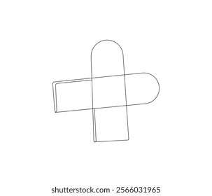 One continuous line drawing of bandage . Single line of bandage vector illustration
