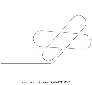 One continuous line drawing of bandage . Single line of bandage vector illustration
