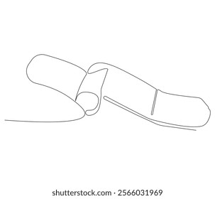 One continuous line drawing of bandage . Single line of bandage vector illustration
