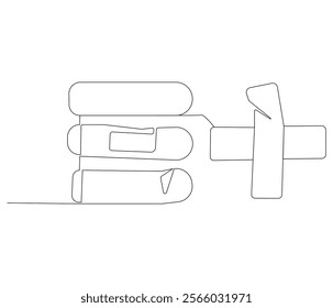 One continuous line drawing of bandage . Single line of bandage vector illustration
