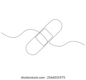 One continuous line drawing of bandage . Single line of bandage vector illustration
