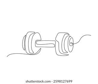 One continuous line drawing of barbell illustration can use for gym and crossfit concept. Sport equipment.