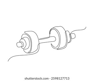 One continuous line drawing of barbell illustration can use for gym and crossfit concept. Sport equipment.