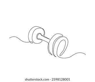 One continuous line drawing of barbell illustration can use for gym and crossfit concept. Sport equipment.