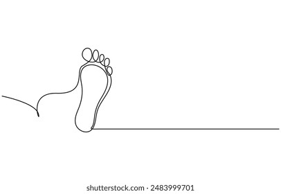 One continuous line drawing of bare foot. Elegance female leg in simple linear style. Concept of Wellness massage and Care about soft skin. Editable stroke. Doodle vector, 