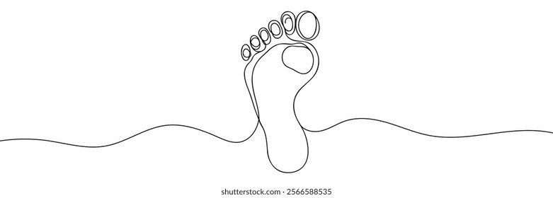 One continuous line drawing of bare foot. Vector illustration.