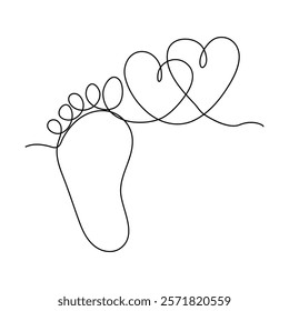 One continuous line drawing of bare foot elegance leg in simple linear style,