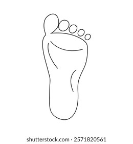 One continuous line drawing of bare foot elegance leg in simple linear style,