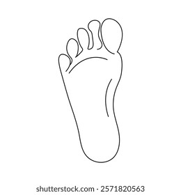 One continuous line drawing of bare foot elegance leg in simple linear style,