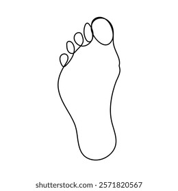 One continuous line drawing of bare foot elegance leg in simple linear style,