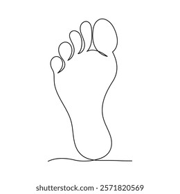 One continuous line drawing of bare foot elegance leg in simple linear style,