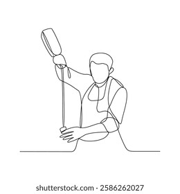 One continuous line drawing of Bartender in the pub vector illustration. Mixed beverage activity design in simple linear continuous style vector concept. nightlife activity for your asset design