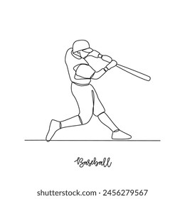 One continuous line drawing of Baseball sports vector illustration. Baseball sports design in simple linear continuous style vector concept. Sports themes design for your asset design illustration.