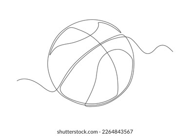 One continuous line drawing basketball. sport ball concept. One line draw graphic design vector