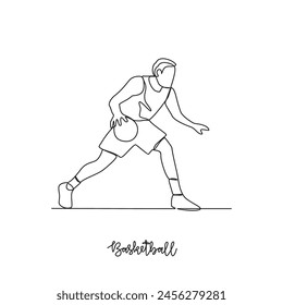 One continuous line drawing of Basketball sports vector illustration. Basketball sports design in simple linear continuous style vector concept. Sports themes design for your asset design illustration