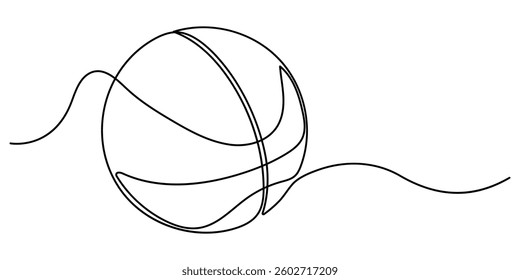 One continuous line drawing  basketball. sport ball concept. One line draw graphic design vector. Basketball Line art illustration on white background.
