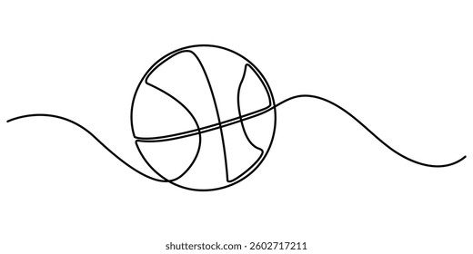 One continuous line drawing  basketball. sport ball concept. One line draw graphic design vector. Basketball Line art illustration on white background.
