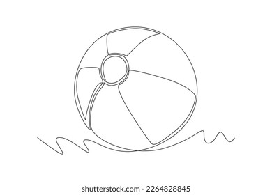 Una pelota de playa de dibujo continuo. concepto de pelota deportiva. vector de diseño gráfico de tracción de línea