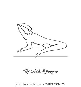 Dibujo de una línea continua de Ilustración vectorial de dragón barbudo. Tipo de Lagarto animal temas concepto de diseño con estilo lineal simple. Los lagartos son reptiles con piel escamosa, cuatro patas y una cola.