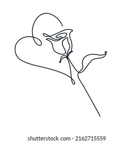 One continuous line drawing a beautiful abstract rose flower. Minimalistic fresh natural beauty concept. Home wall decor, poster, tote bag, fabric print. One-line drawing design graphic vector