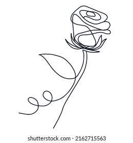One continuous line drawing a beautiful abstract rose flower. Minimalistic fresh natural beauty concept. Home wall decor, poster, tote bag, fabric print. One-line drawing design graphic vector