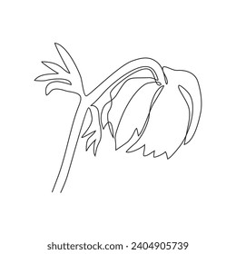 One continuous line drawing of a beautiful flower on a white background vector illustration. Design with Minimalist black linear design isolated. Flower themes for your business asset design.
