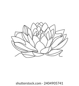 One continuous line drawing of a beautiful flower on a white background vector illustration. Design with Minimalist black linear design isolated. Flower themes for your business asset design.