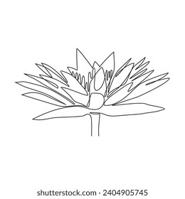 One continuous line drawing of a beautiful flower on a white background vector illustration. Design with Minimalist black linear design isolated. Flower themes for your business asset design.