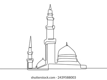 One continuous line drawing of Beautiful islamic Landscape