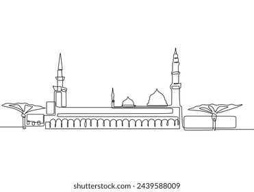 One continuous line drawing of Beautiful islamic Landscape