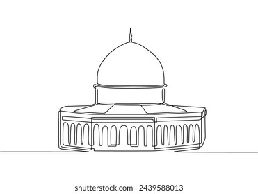 One continuous line drawing of Beautiful Landscape mosque
