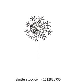 One continuous line drawing of beauty fresh taraxacum for home decor wall art poster print. Printable decorative dandelion flower for green park. Modern single line draw design vector illustration