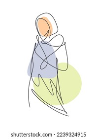 Una línea contínua dibujando belleza mujer femenina cara abstracta imagen de retrato. El minimalismo moderno es el concepto de estilo de la silueta femenina. Ilustración gráfica de dibujo de línea única dinámica