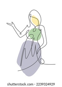 One continuous line drawing beauty woman feminine face abstract portrait print. Modern minimalism female silhouette art style concept. Dynamic single line draw graphic design vector illustration
