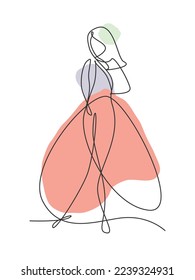 Una línea contínua dibujando belleza mujer femenina cara abstracta imagen de retrato. El minimalismo moderno es el concepto de estilo de la silueta femenina. Ilustración gráfica de dibujo de línea única dinámica