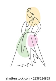 Una línea contínua dibujando belleza mujer femenina cara abstracta imagen de retrato. El minimalismo moderno es el concepto de estilo de la silueta femenina. Ilustración gráfica de dibujo de línea única dinámica