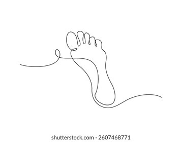 One continuous line drawing beauty bare foot. Human foot single line art design.