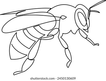 Una línea continua de dibujo de abeja. Concepto de icono de granja de miel orgánica de la forma animal de avispa de insecto. Concepto de una sola línea del Día Mundial de la Abeja.