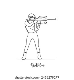 One continuous line drawing of Biathlon sports vector illustration. Biathlon sports design in simple linear continuous style vector concept. Sports themes design for your asset design illustration.