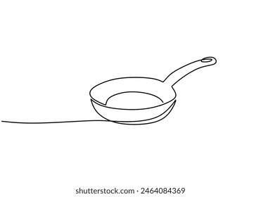 one continuous line drawing of big wok isolated on white background. cooking and kitchen concept in simple linear style editable stroke.