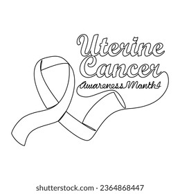 One continuous line drawing of bile uterine cancer awareness month with white background. Awareness ribbon design in simple linear style. healthcare and medical design concept vector illustration.