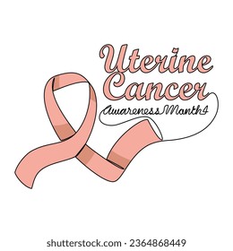 One continuous line drawing of bile uterine cancer awareness month with white background. Awareness ribbon design in simple linear style. healthcare and medical design concept vector illustration.