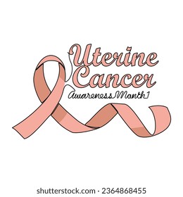 One continuous line drawing of bile uterine cancer awareness month with white background. Awareness ribbon design in simple linear style. healthcare and medical design concept vector illustration.