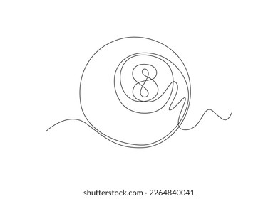 One continuous line drawing billiard ball. sport ball concept. One line draw graphic design vector