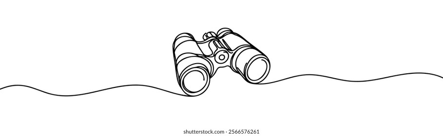 One Continuous Line Drawing of Binoculars minimalist best use for logo