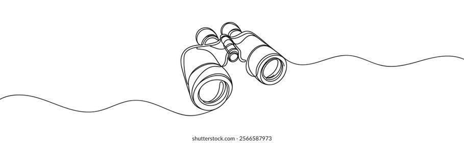 One Continuous Line Drawing of Binoculars minimalist best use for logo